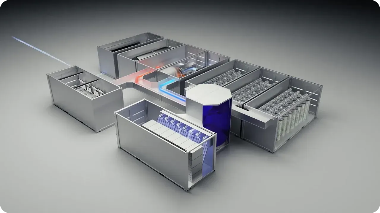Isometric view of modular fusion power plant architecture